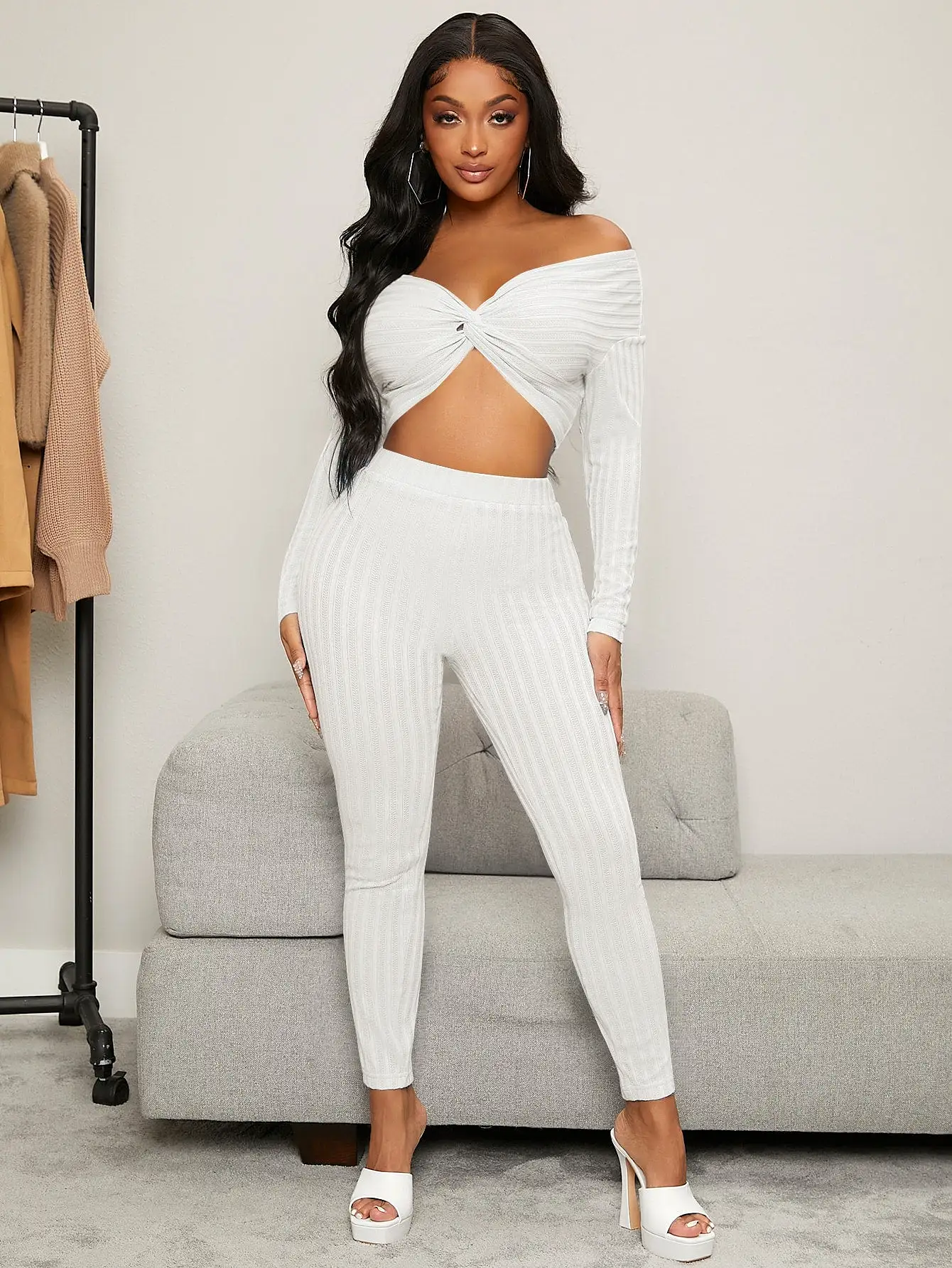 Twist Front Crop Top Leggings Set