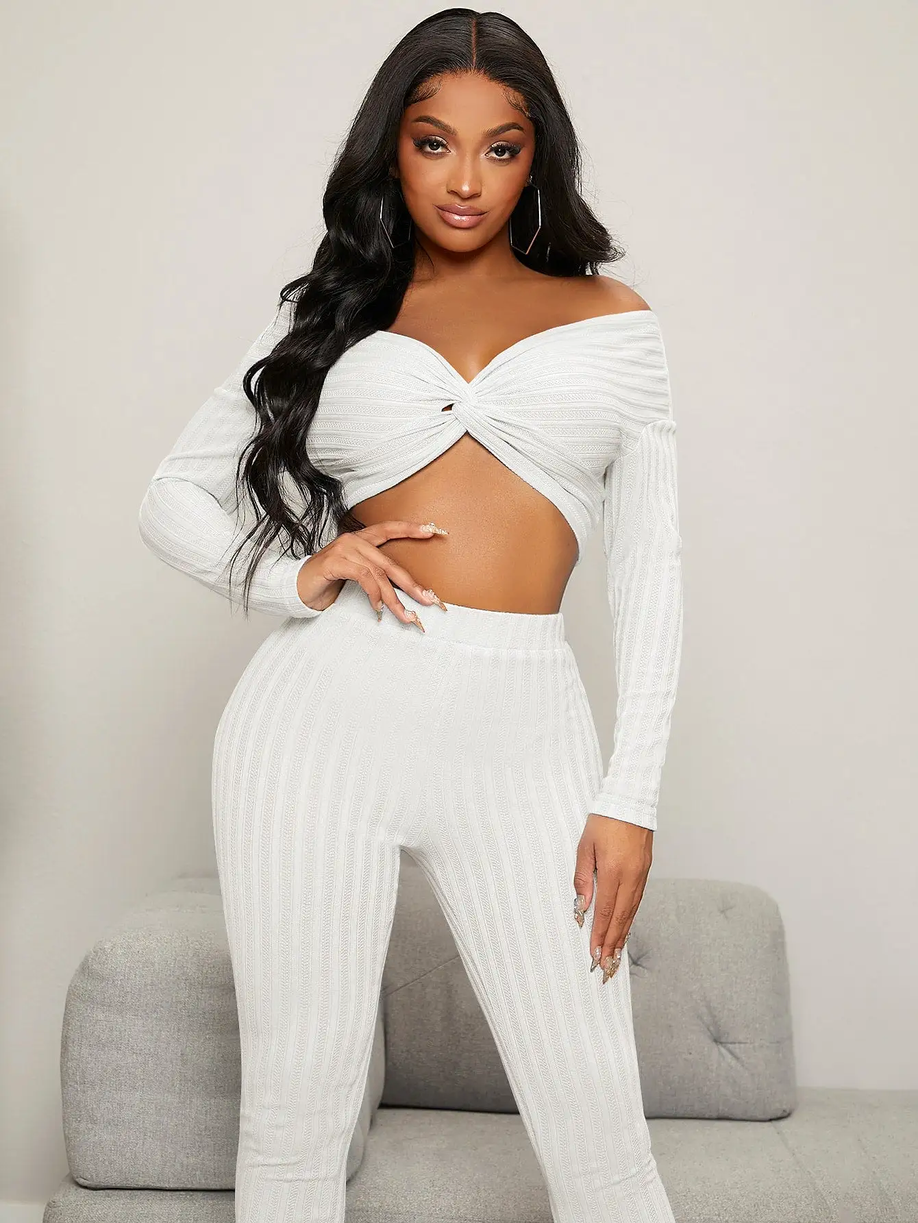 Twist Front Crop Top Leggings Set