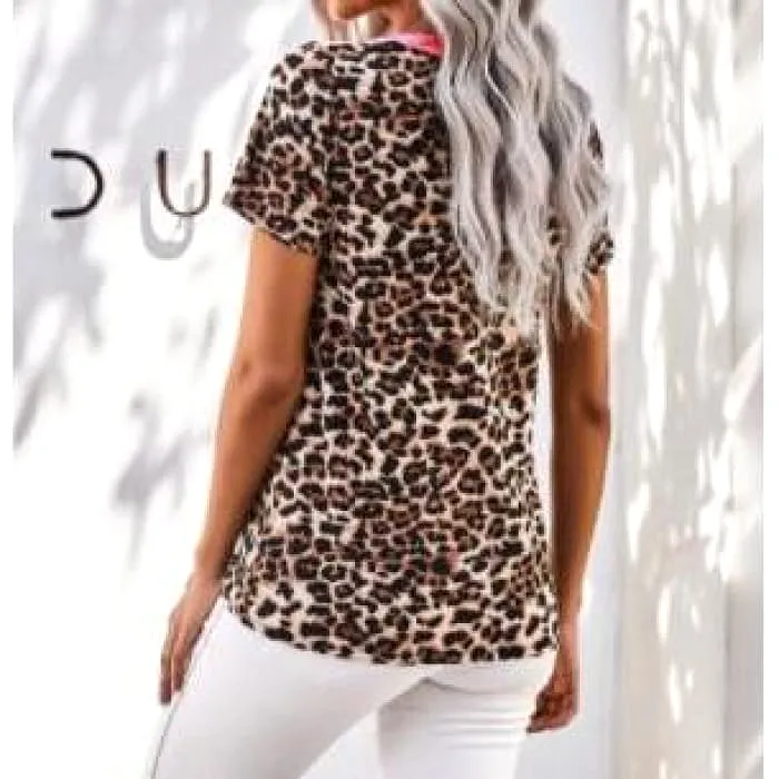 Twist Front Leopard Tee