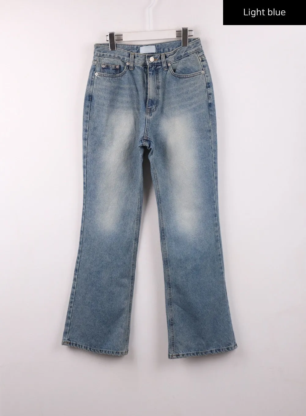 Washed Straight Leg Bootcuts Jeans IJ430