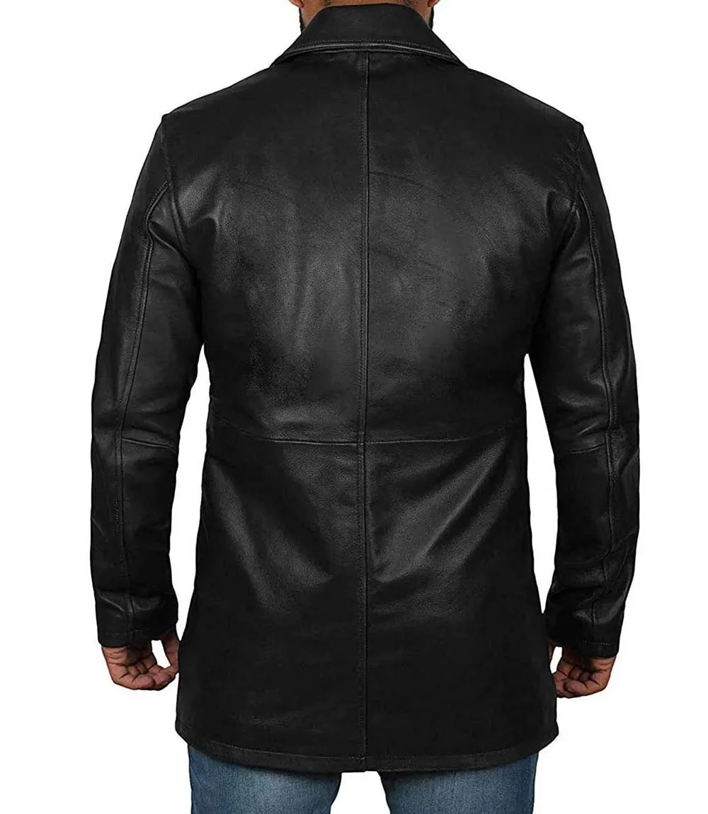 Winchester Men's Black Real  Leather Car Coat