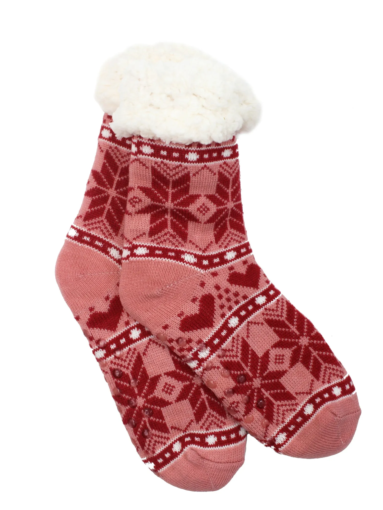 Winter Snowflake Anti Skid 3 Pack Faux Sherpa Slipper Socks For Women