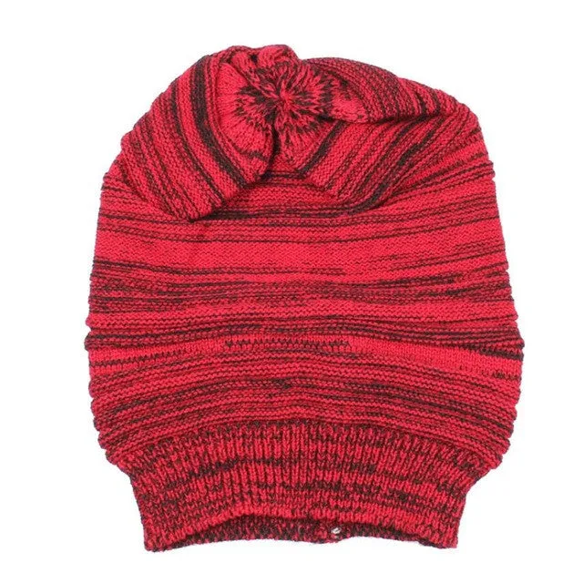 Women Hat Knitted Warm Winter Beanie Hat Mixed Colors Punk Casual Ski Hat Winter Casquette Homme#A129 SM6