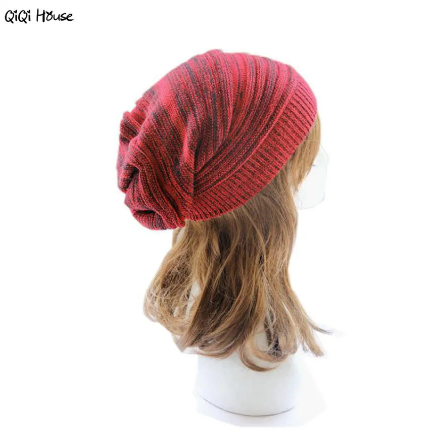 Women Hat Knitted Warm Winter Beanie Hat Mixed Colors Punk Casual Ski Hat Winter Casquette Homme#A129 SM6