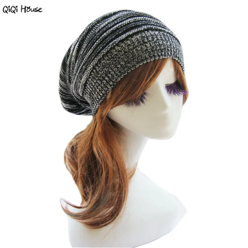 Women Hat Knitted Warm Winter Beanie Hat Mixed Colors Punk Casual Ski Hat Winter Casquette Homme#A129 SM6