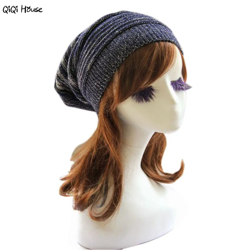 Women Hat Knitted Warm Winter Beanie Hat Mixed Colors Punk Casual Ski Hat Winter Casquette Homme#A129 SM6