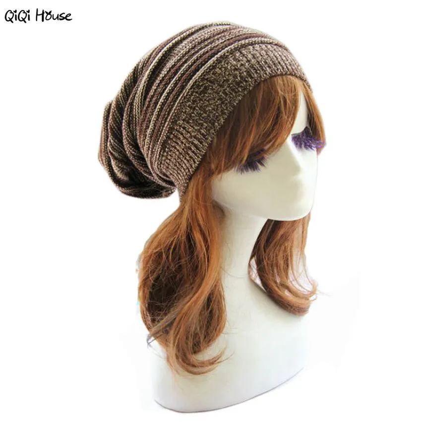 Women Hat Knitted Warm Winter Beanie Hat Mixed Colors Punk Casual Ski Hat Winter Casquette Homme#A129 SM6