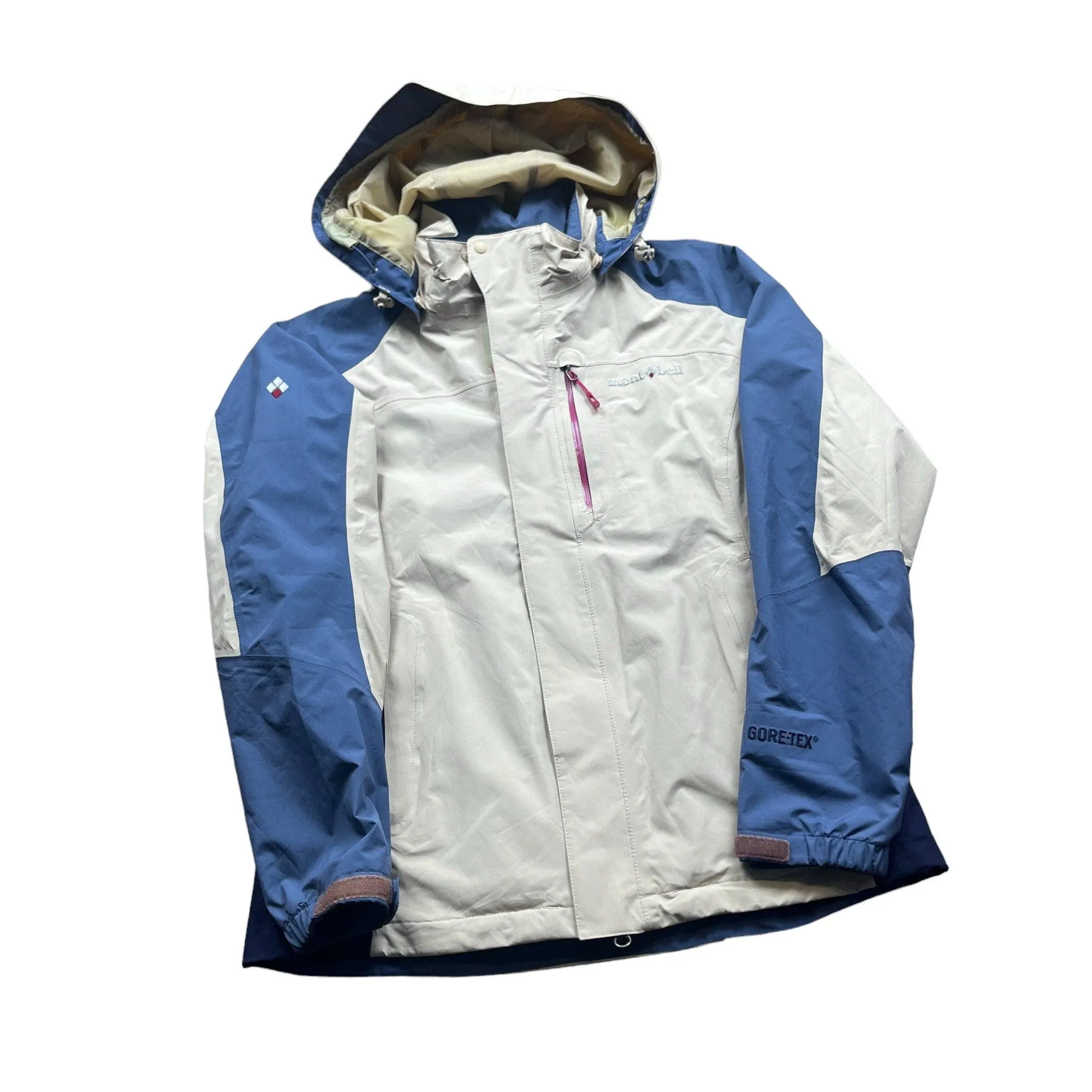 Women’s Vintage Cream + Blue Montbell Waterproof Jacket - Medium