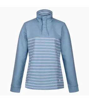 Womens/ladies bayla striped button neck sweatshirt powder blue/white Regatta