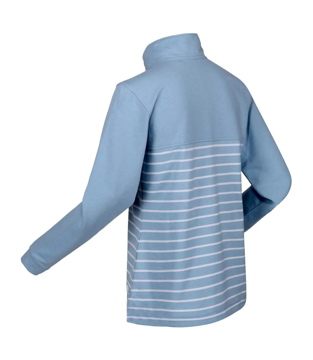 Womens/ladies bayla striped button neck sweatshirt powder blue/white Regatta