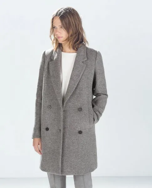 Women's wool coat with double button closure